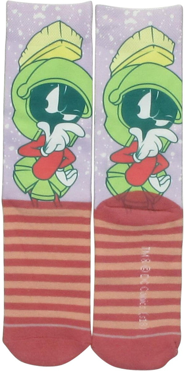 Looney Tunes Marvin the Martian Striped Crew Socks