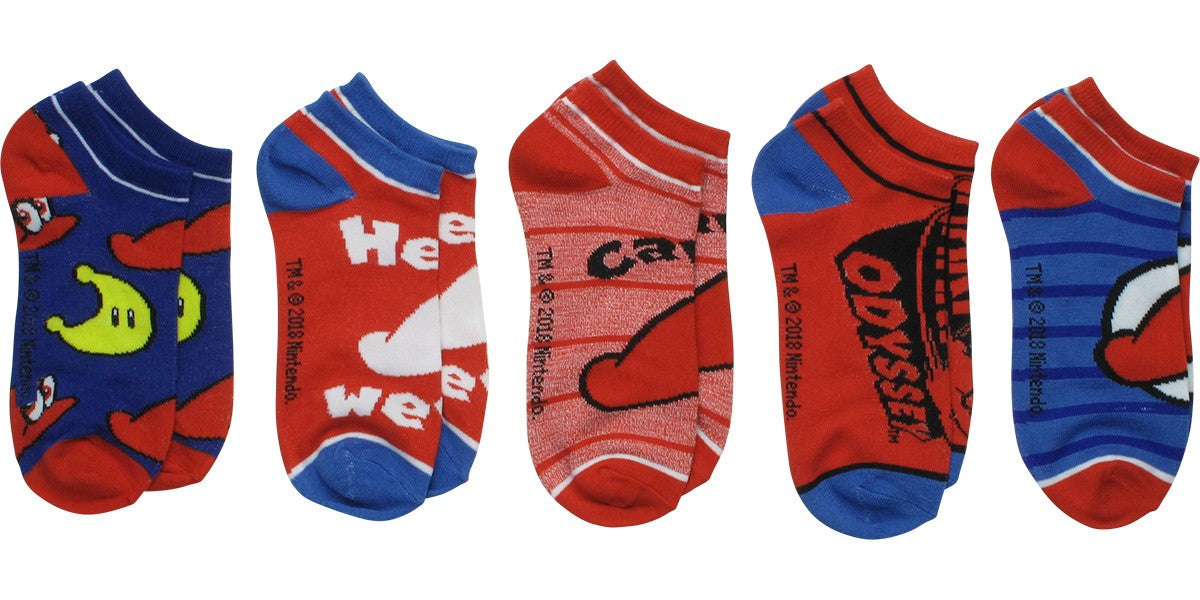 Super Mario Odyssey Hat 5 Pair Ankle Socks Set
