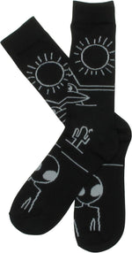 Martians Aliens UFOs Area 51 Outline Crew Socks