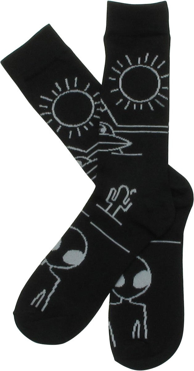 Martians Aliens UFOs Area 51 Outline Crew Socks