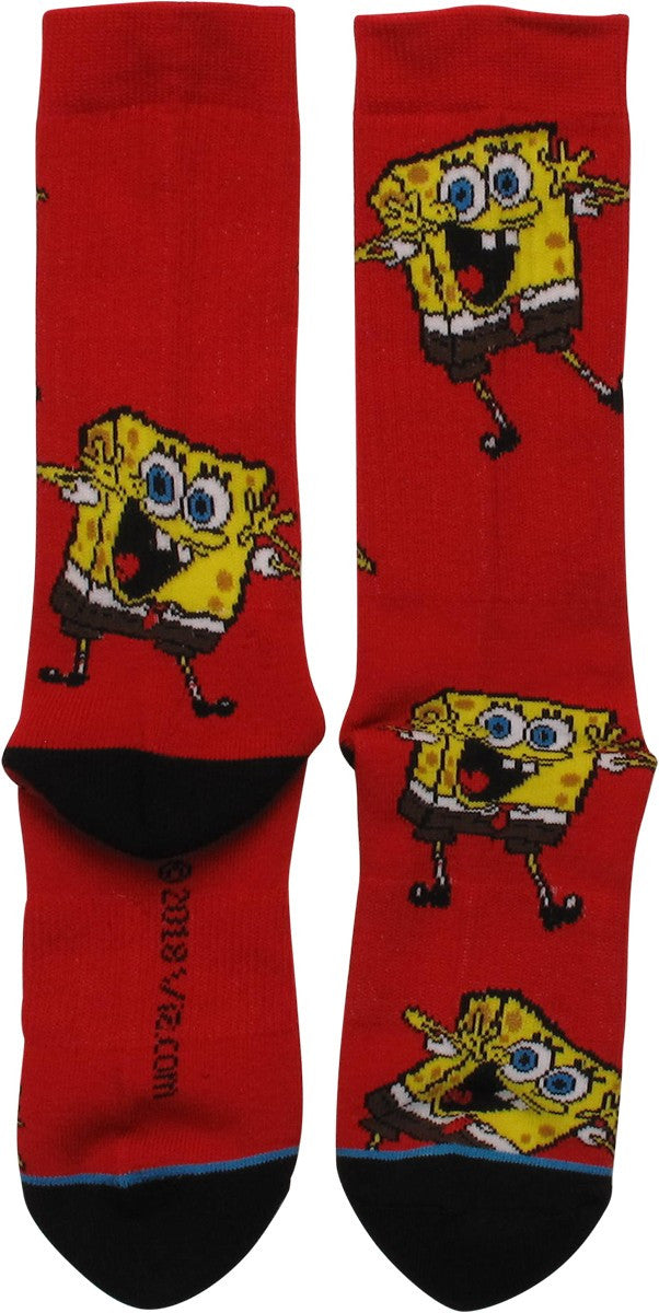 Spongebob Squarepants Silly Faces Red Crew Socks