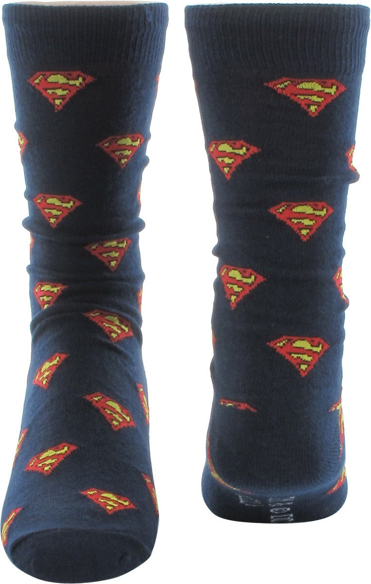 Superman Logos Argyle 2 Pair Crew Socks Set