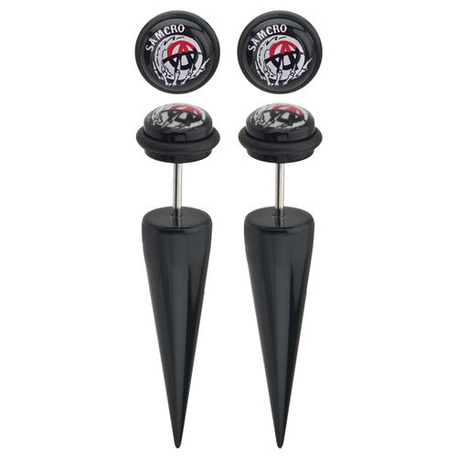 Sons of Anarchy Crystal Ball Faux Taper Earrings