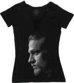 Sons of Anarchy Jax Braided V Neck Juniors T-Shirt