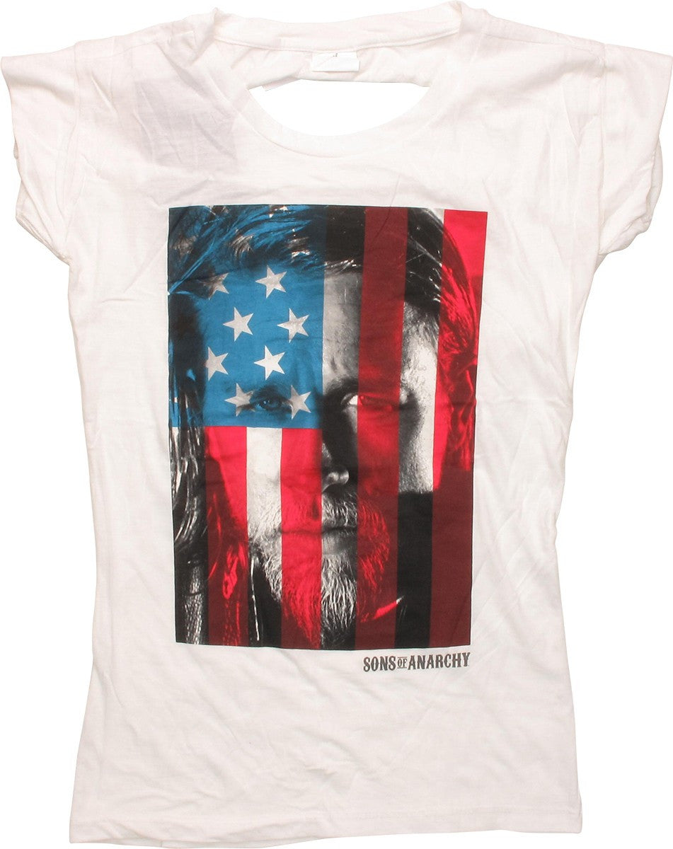 Sons of Anarchy Jax Flag Slashback Juniors T-Shirt