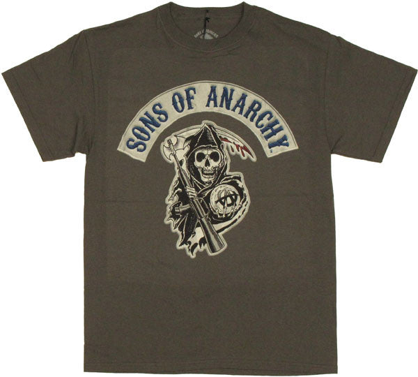 Sons of Anarchy Faux Patch Charcoal T Shirt