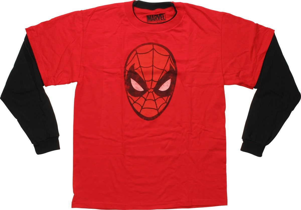 Spiderman Classic Mask Distressed LS Youth T-Shirt