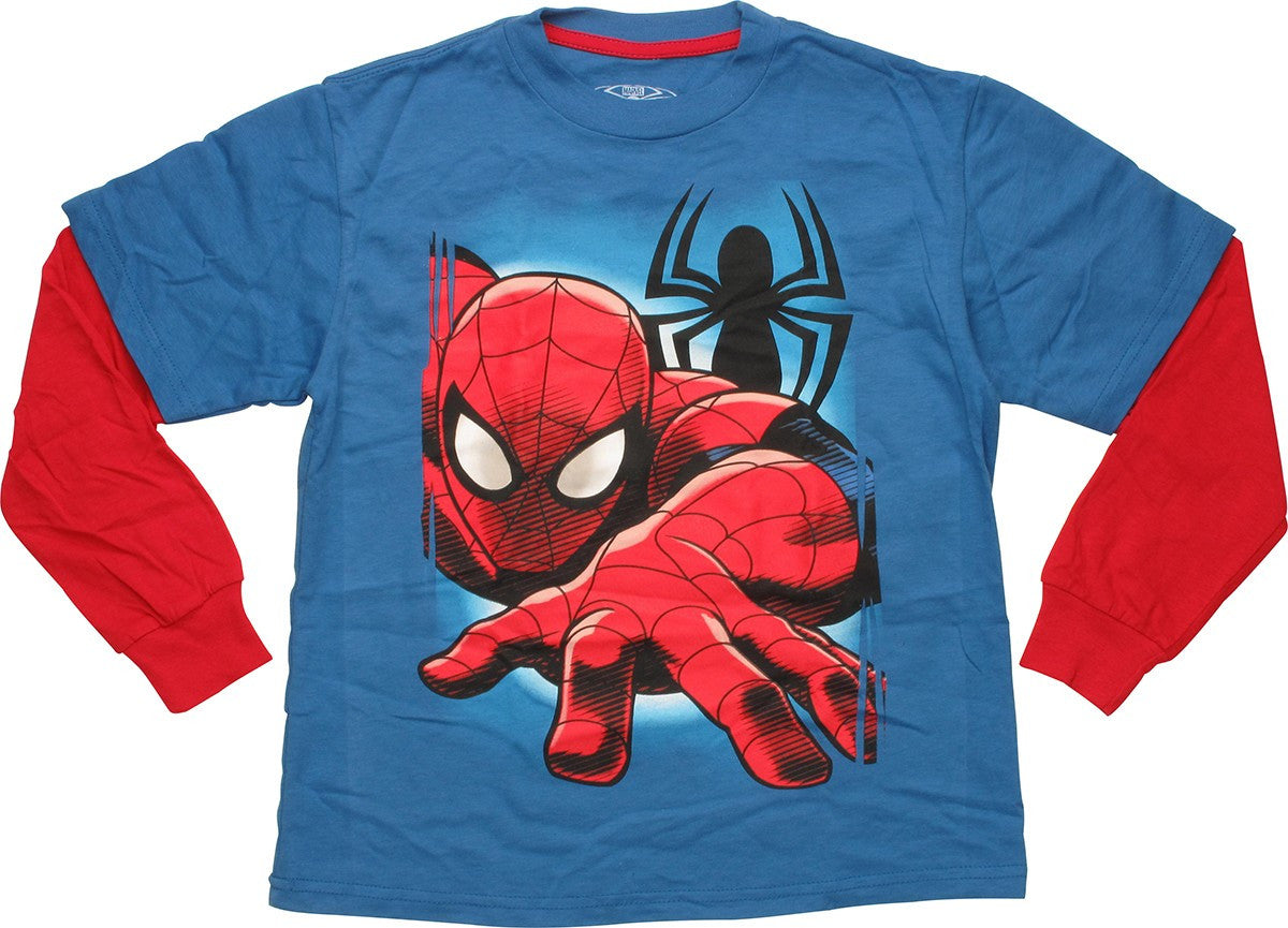 Spiderman Crawl Contrast Long Sleeve Youth T-Shirt