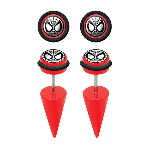 Spiderman Faux Taper Earrings