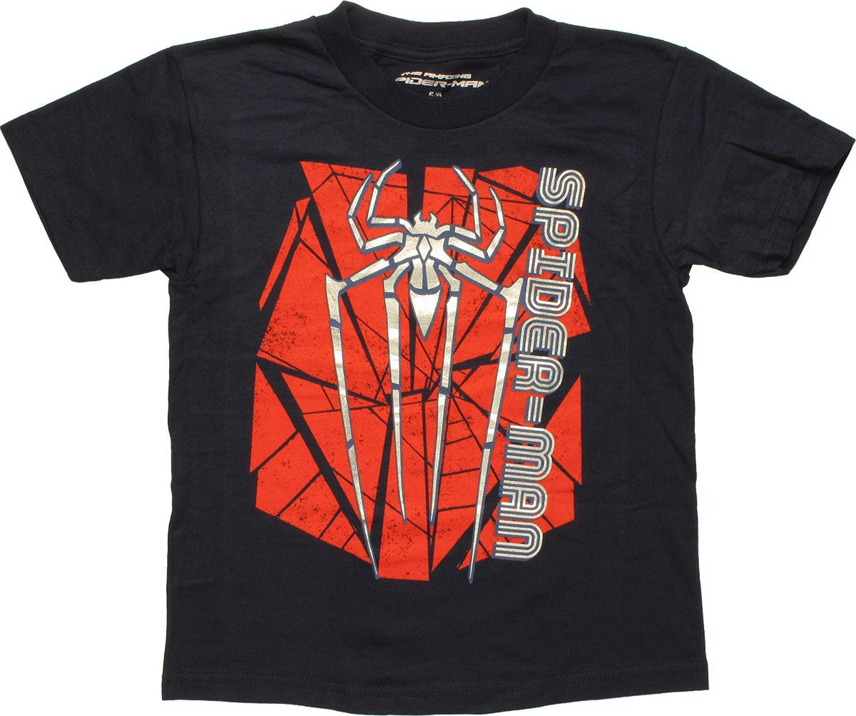 Spiderman Foil Logo Name Juvenile T Shirt