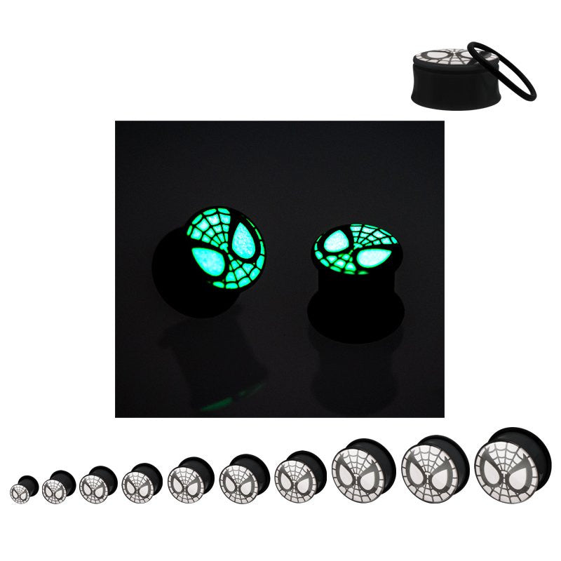 Spiderman Glow Mask Acrylic Plugs – Stylin Online