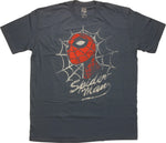 Spiderman Head Web Distressed Navy T-Shirt