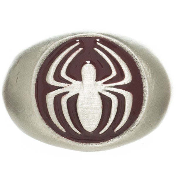 Spiderman Logo Brushed Signet Ring