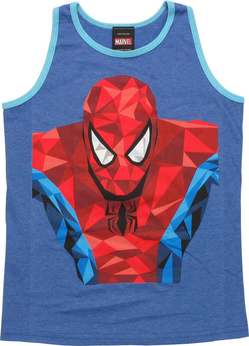 Spiderman Prismed Ringer Blue Youth Tank Top