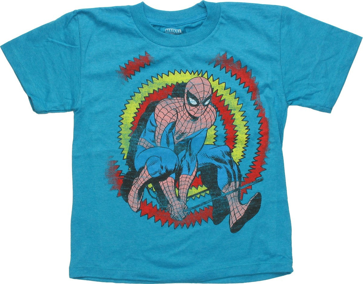 Spiderman Zig Zag Behind Blue Juvenile T Shirt