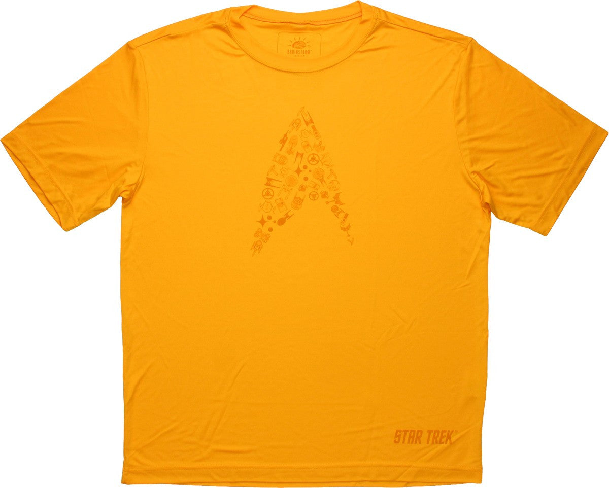 Star Trek Collage Gold Running T Shirt Sheer