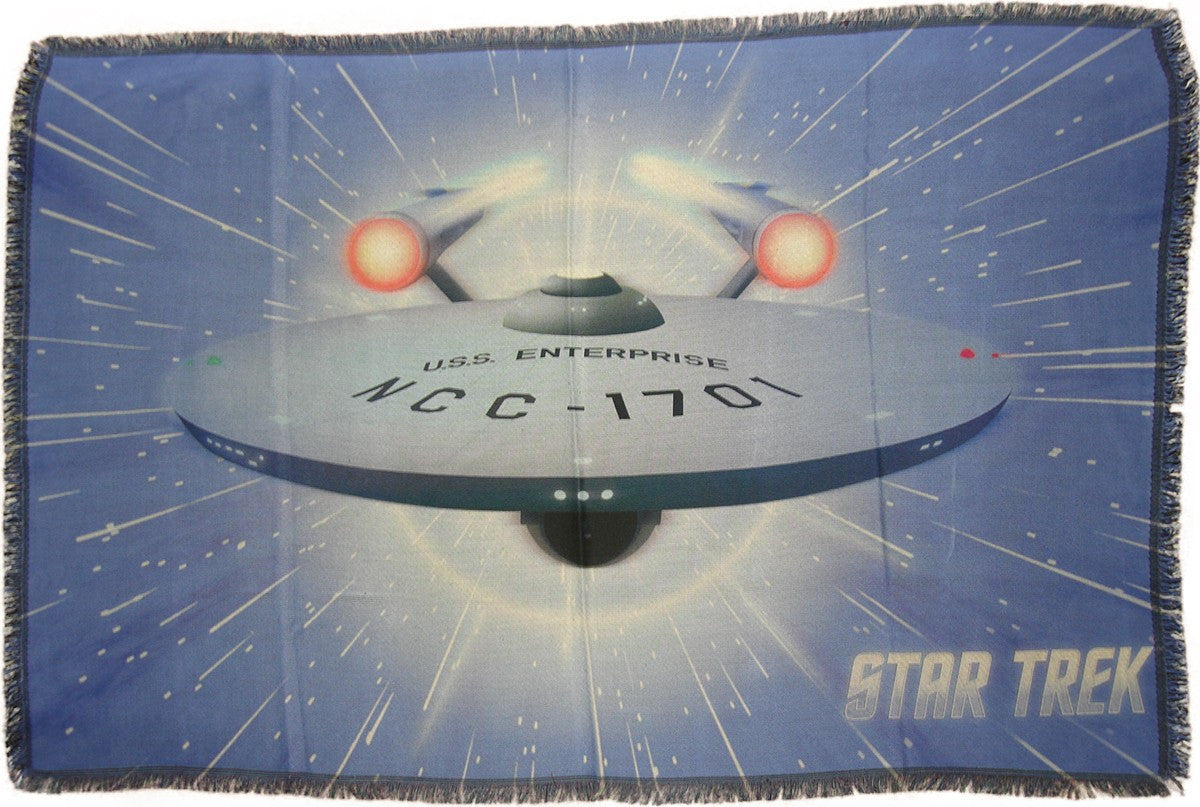 Star Trek Enterprise Warp Sublimated Woven Throw Blanket