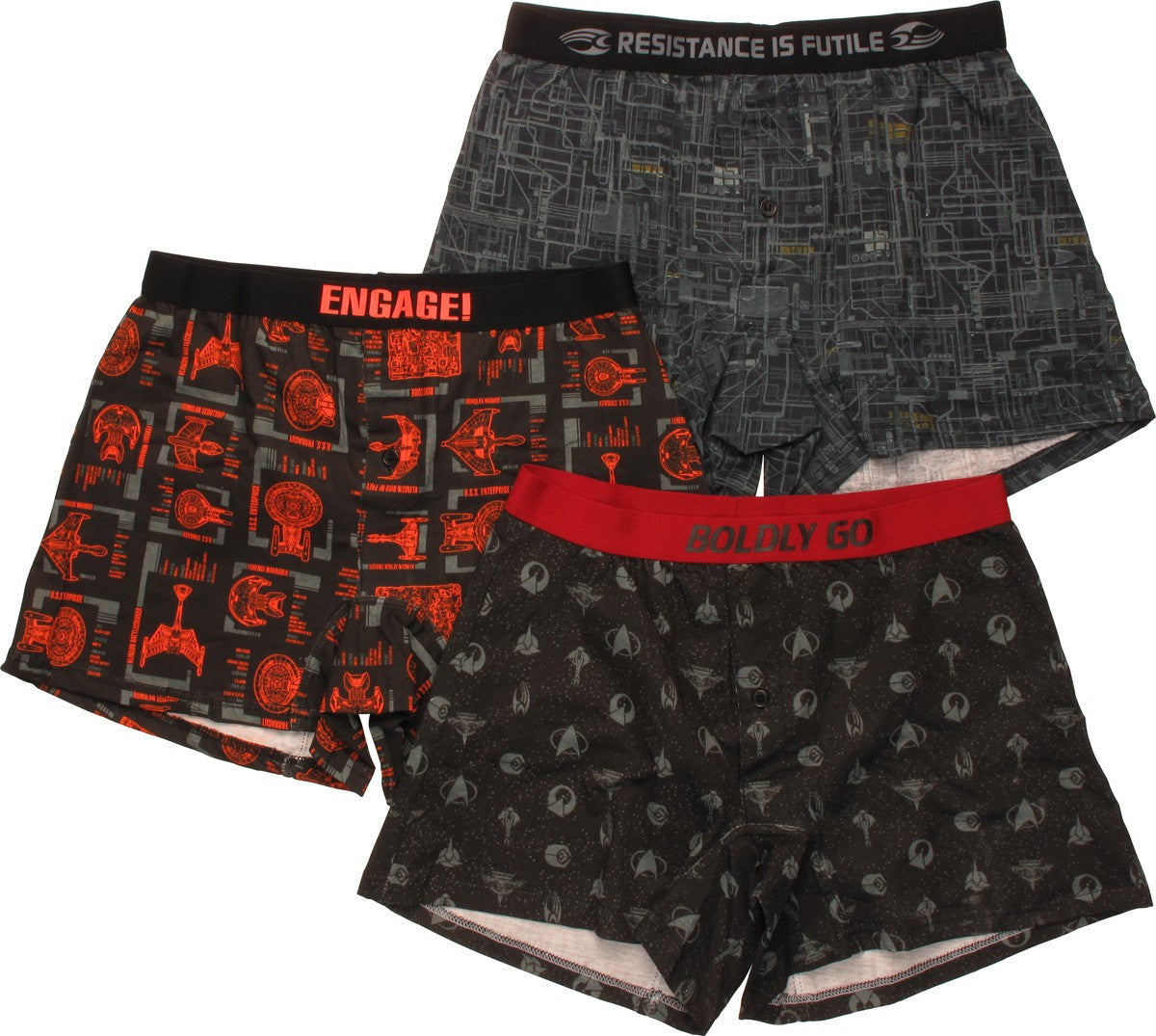 Star Trek TNG All Over 3 Pack Boxer Briefs Set