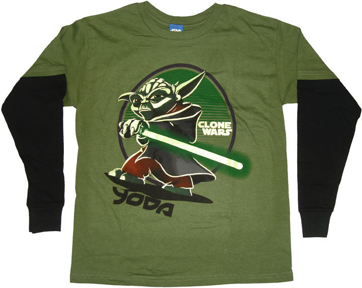 Star Wars Clone Wars Yoda Long Sleeve Youth T Shirt