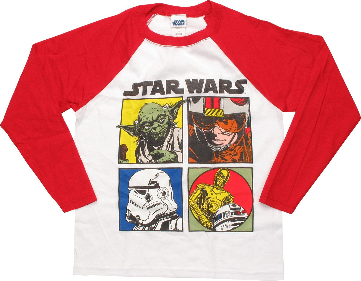 Star Wars ESB Squares Red Raglan Juvenile T-Shirt