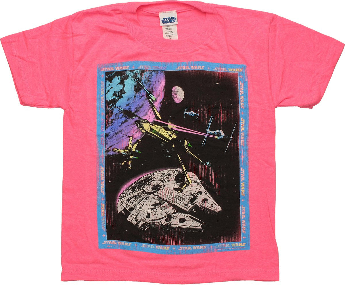 Star Wars Framed Battle Pink Juvenile T Shirt