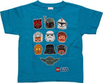 Star Wars Lego Heads Blue Juvenile T Shirt