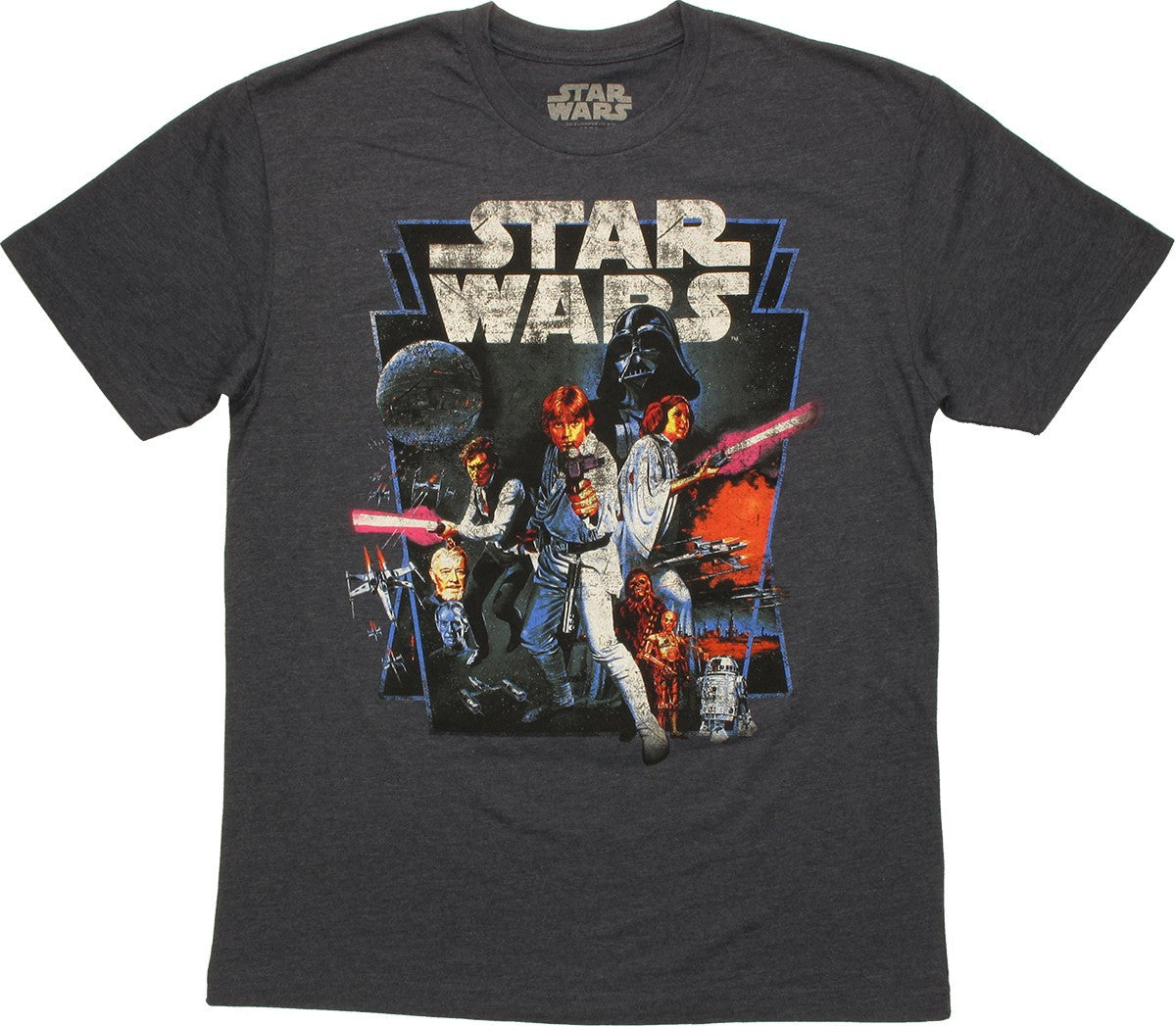 Star Wars New Hope Vintage Heathered Navy T Shirt Sheer