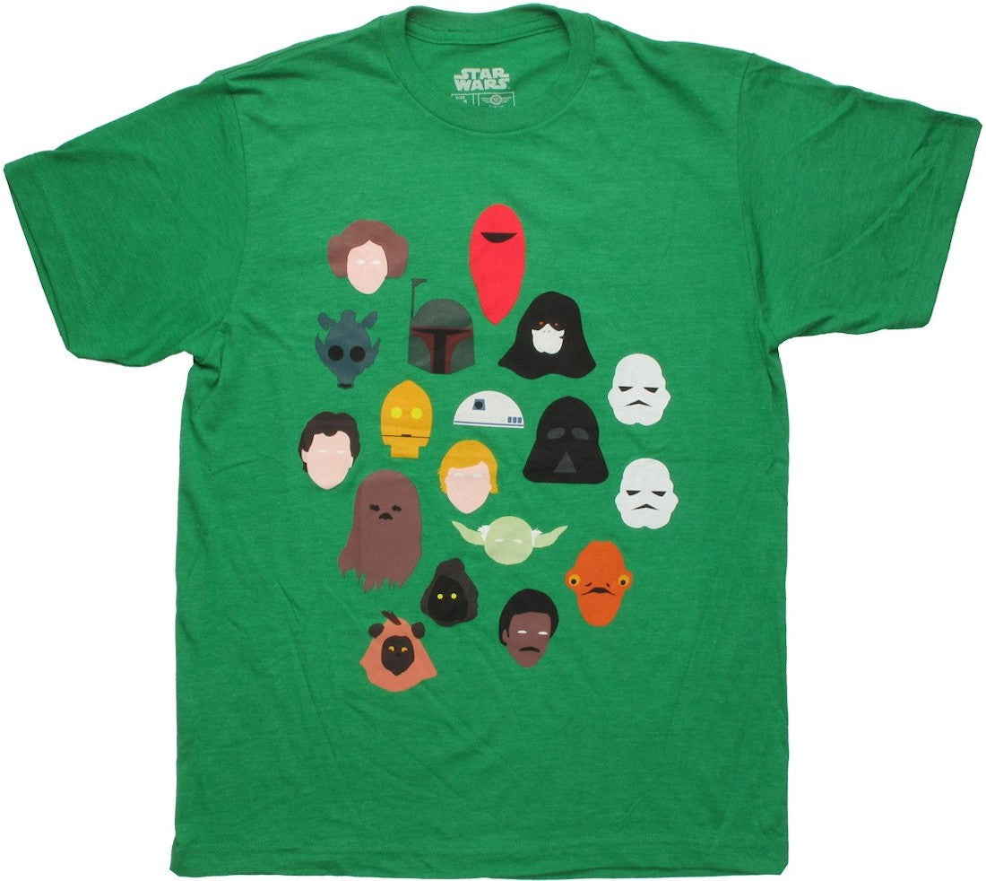 Star Wars Toon Heads Green T Shirt Sheer