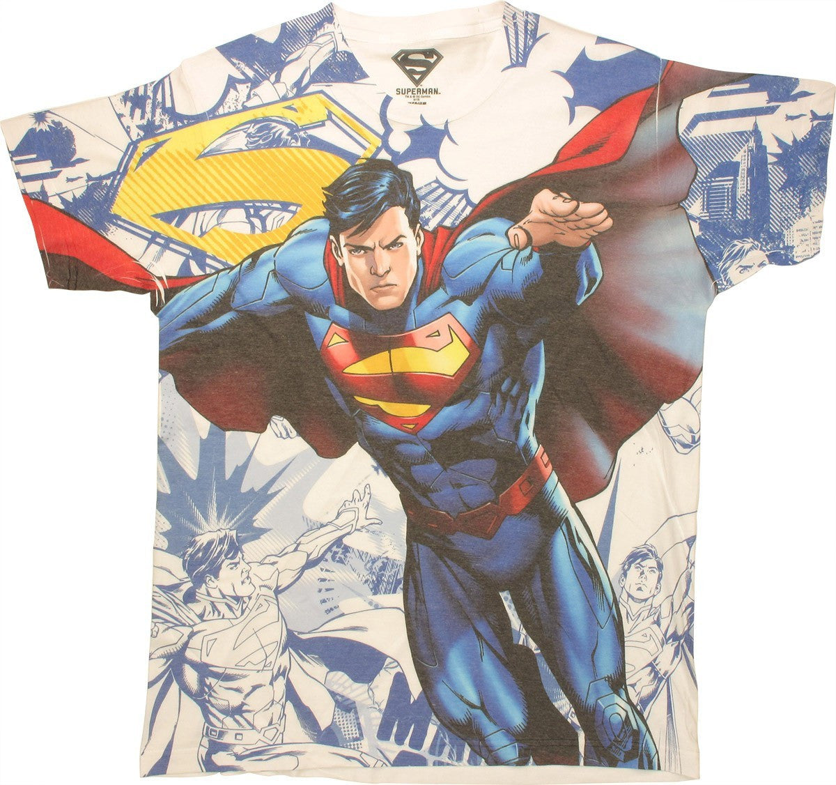 Superman Action Collage Sublimated T Shirt Sheer