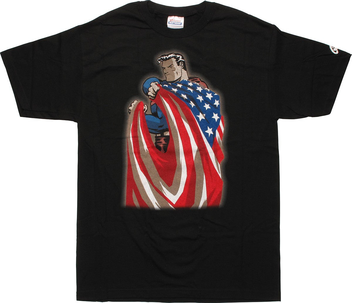 Superman American Flag Cape T-Shirt
