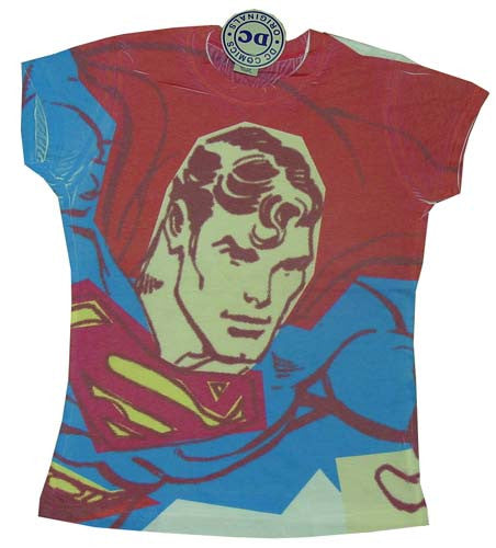 Superman Portrait Sublimated Juniors T-Shirt