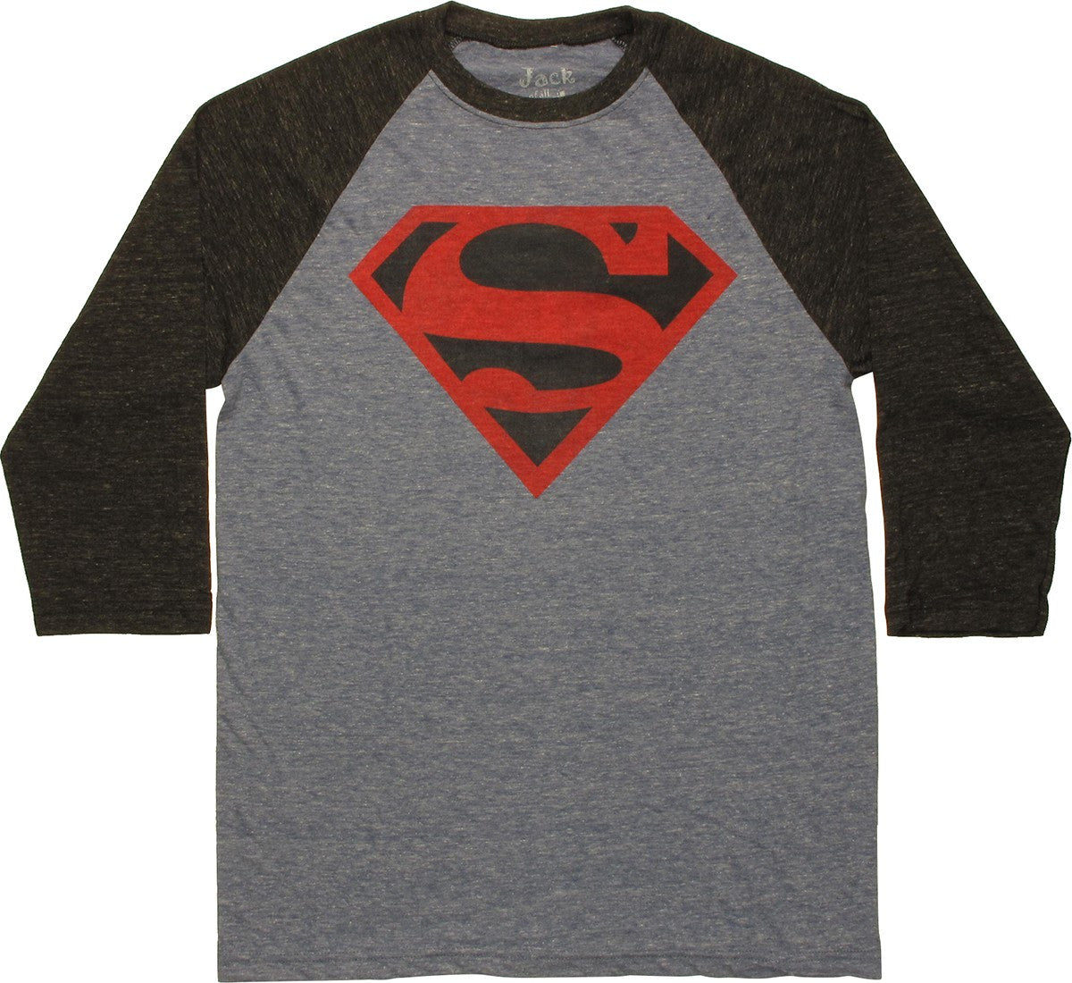 Superman Black Red Logo Contrast Raglan T-Shirt
