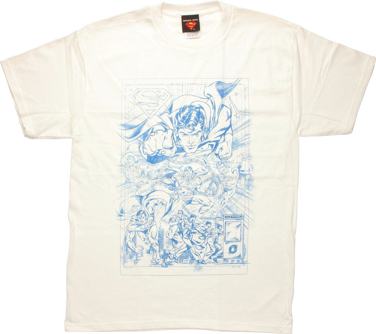 Superman Blue Comic Sketch T Shirt