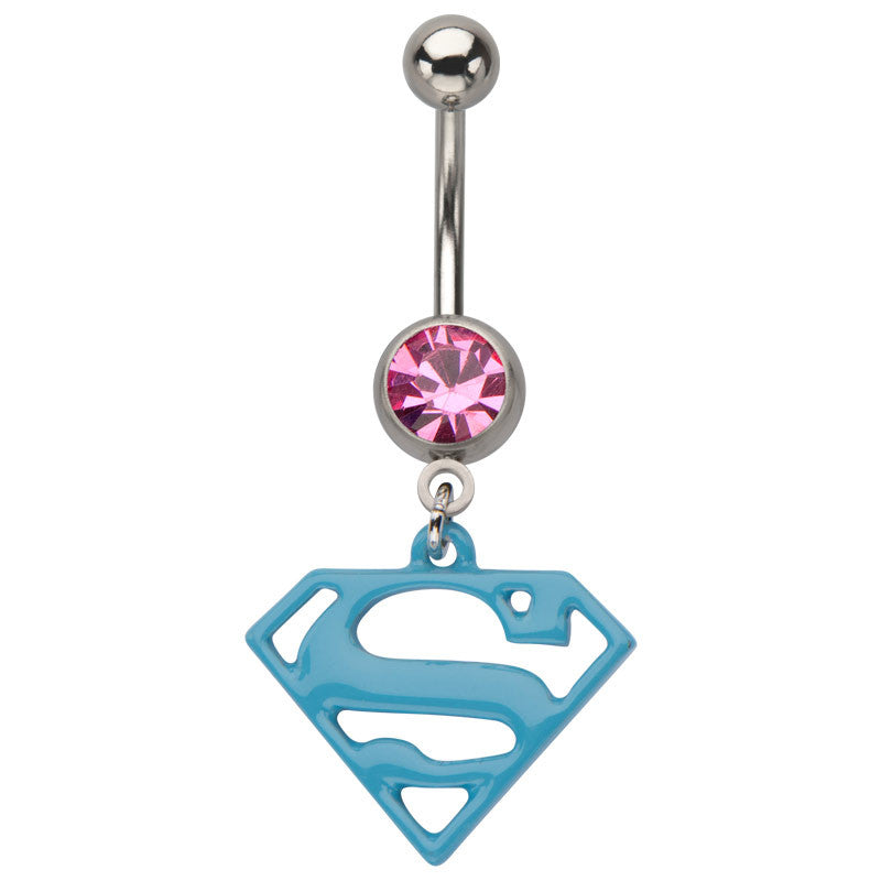 Superman Blue Logo Dangle Belly Ring