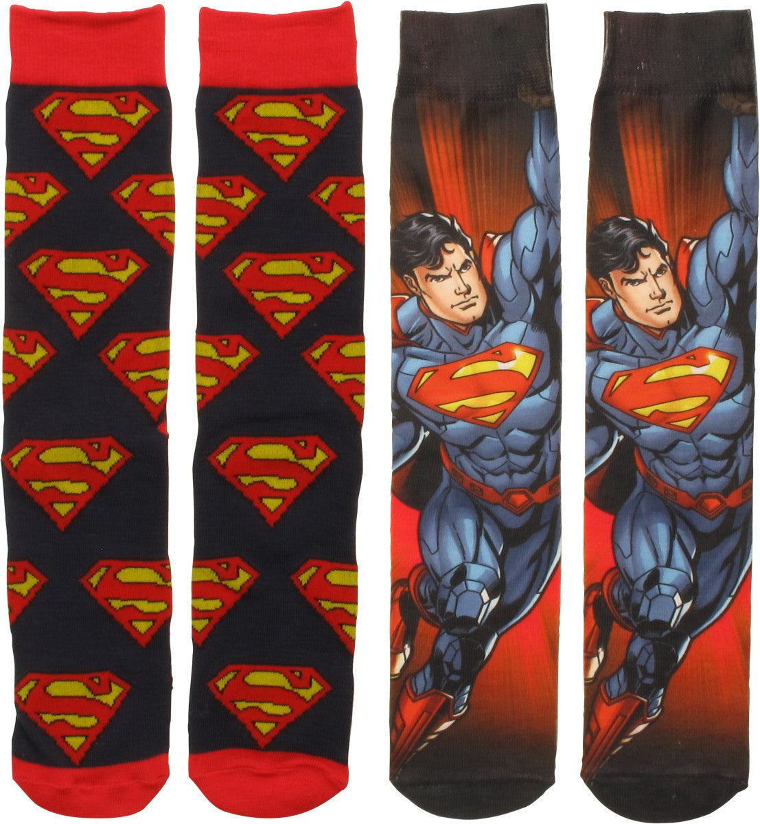 Superman Dye and Knit 2 Pack Crew Socks Set