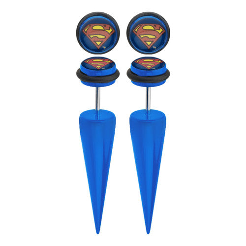 Superman Faux Taper Earrings
