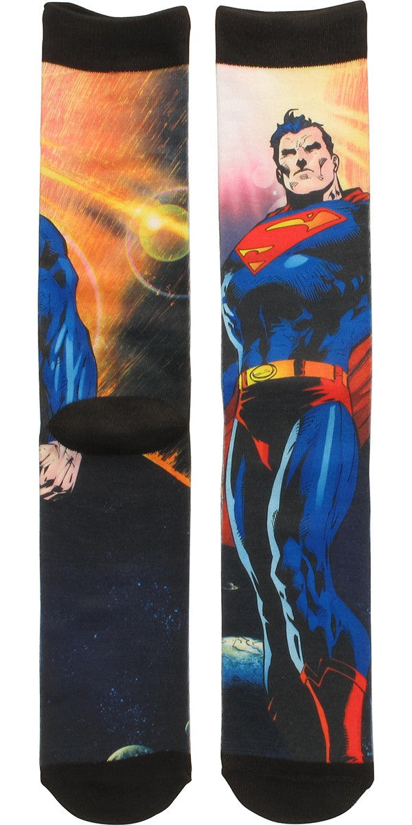 Superman Flying in Space Sublimated Crew Socks