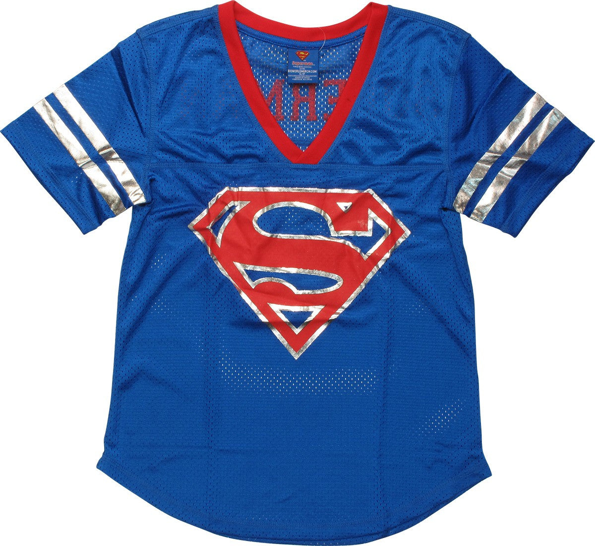 Superman Foil Logo Mesh Jersey Ladies T-Shirt