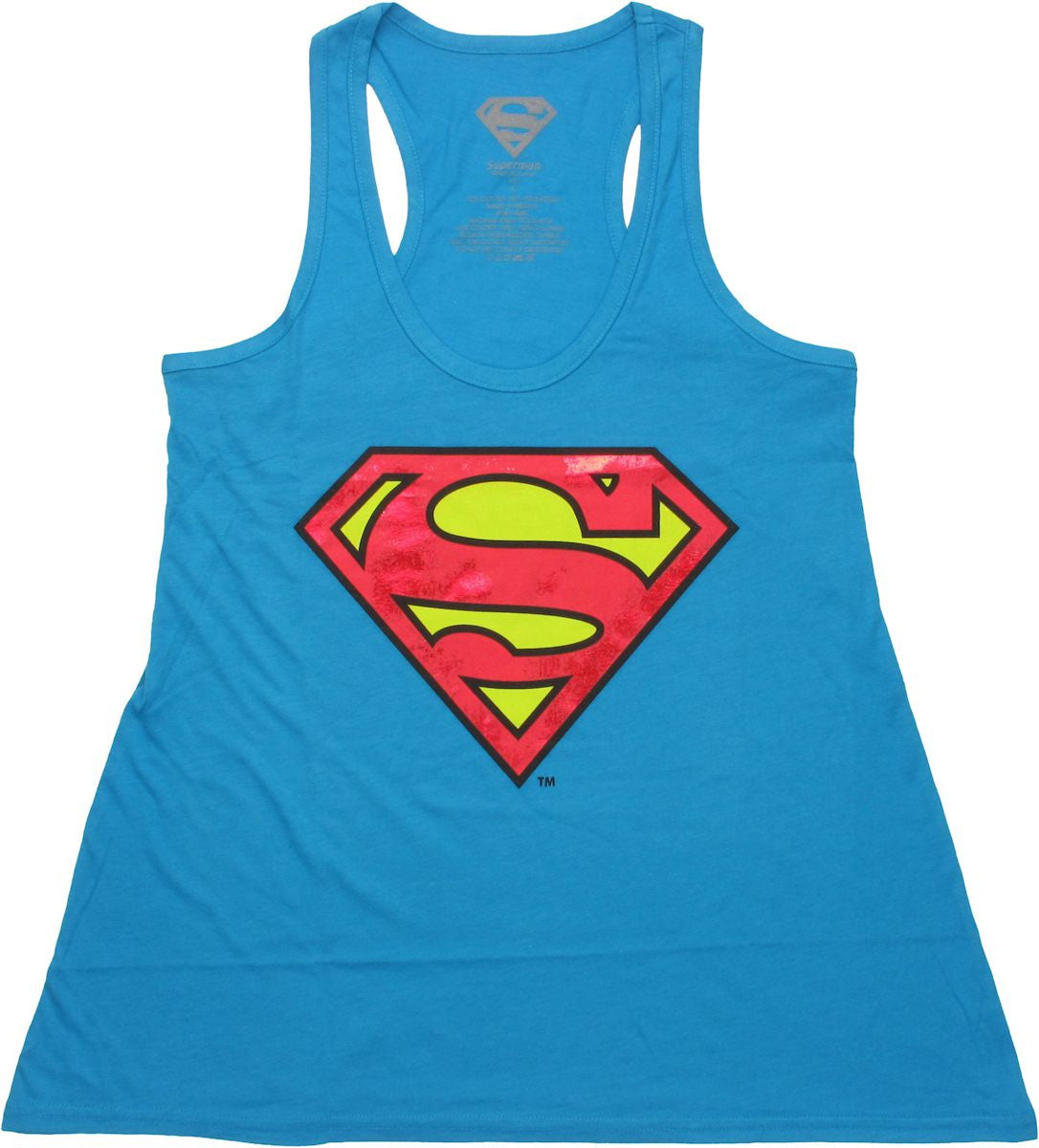 Superman Foil Logo Tank Top Ladies Tee