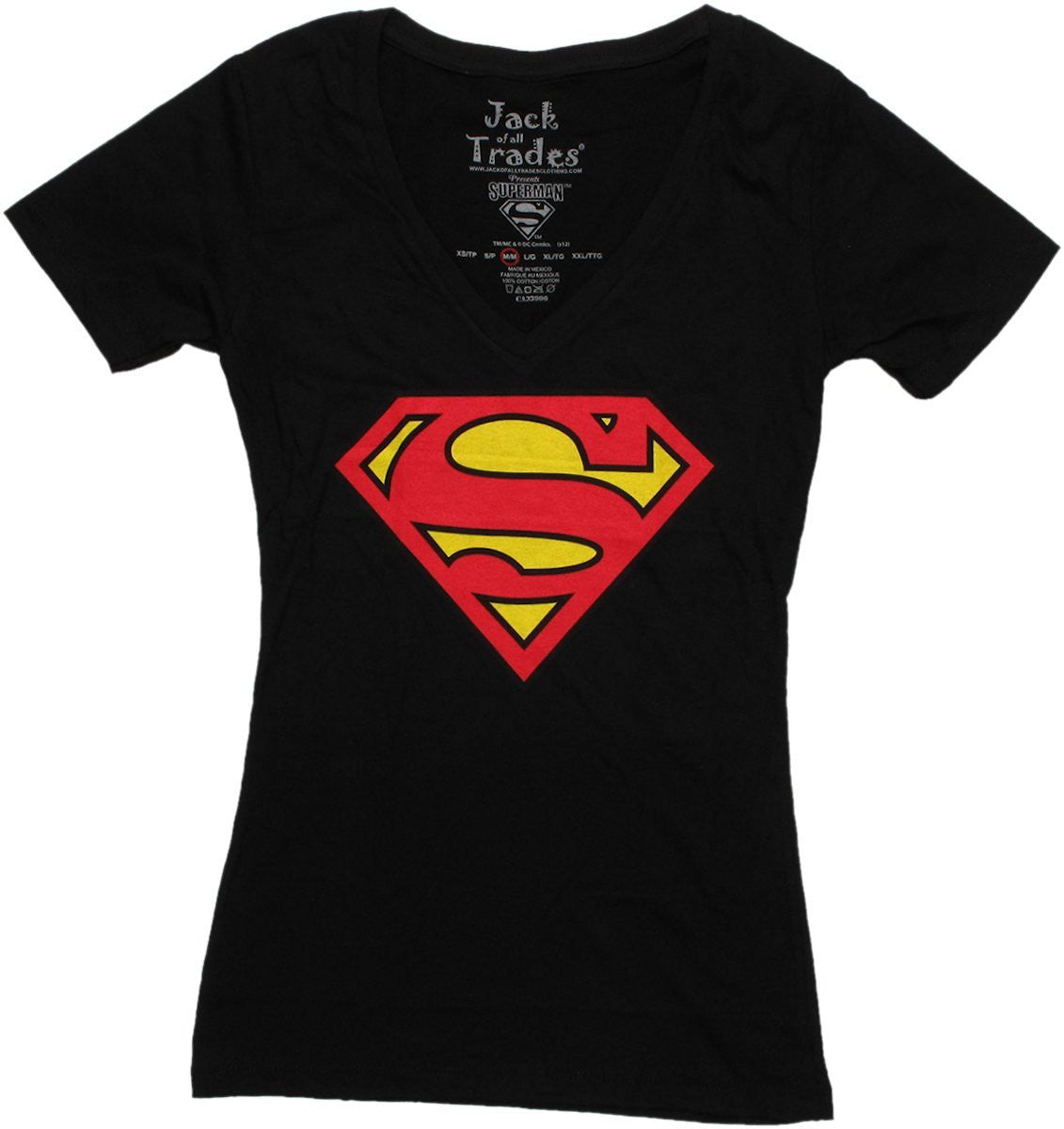 Superman Logo Black V Neck Baby Tee