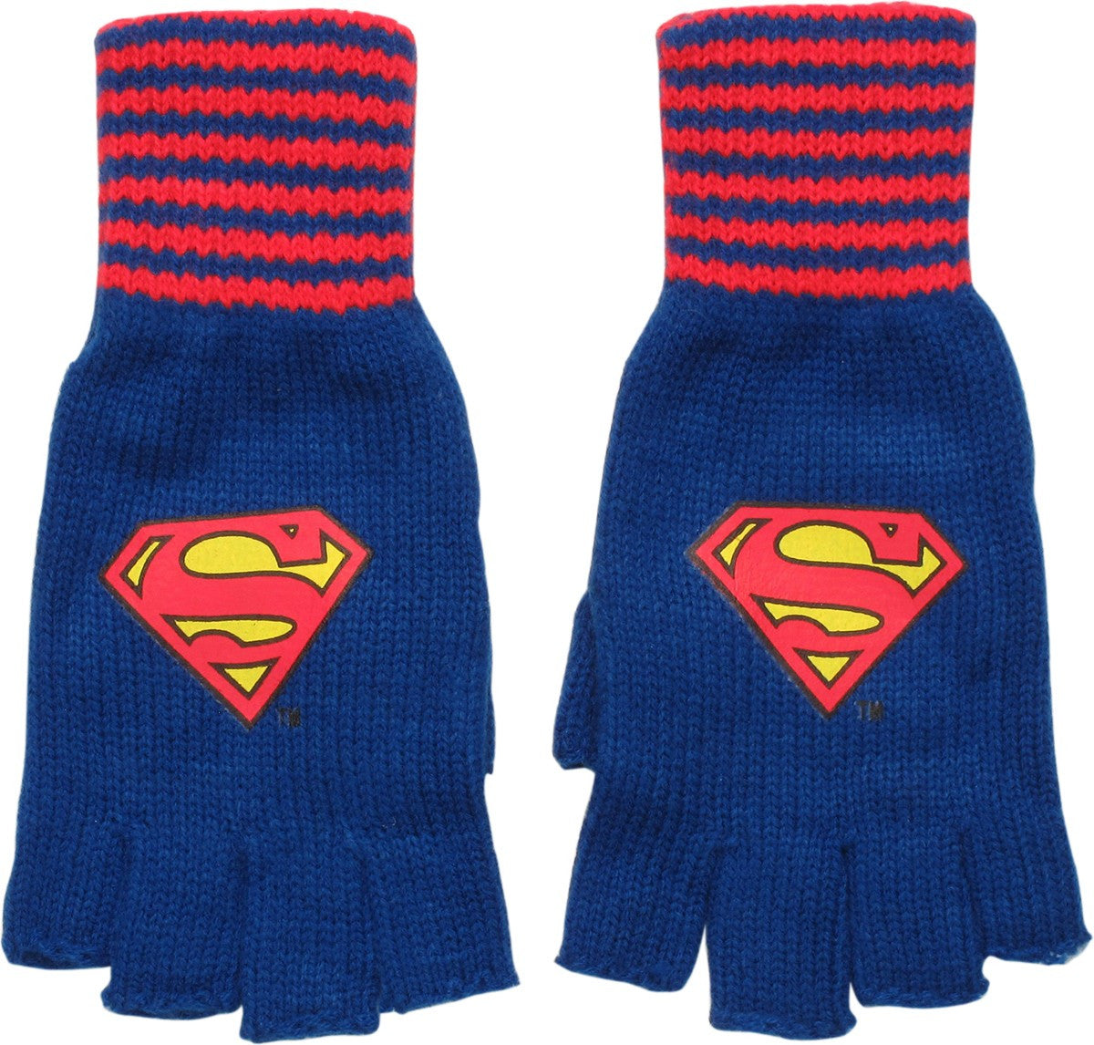 Superman Logo Striped Wrist Fingerless Gloves
