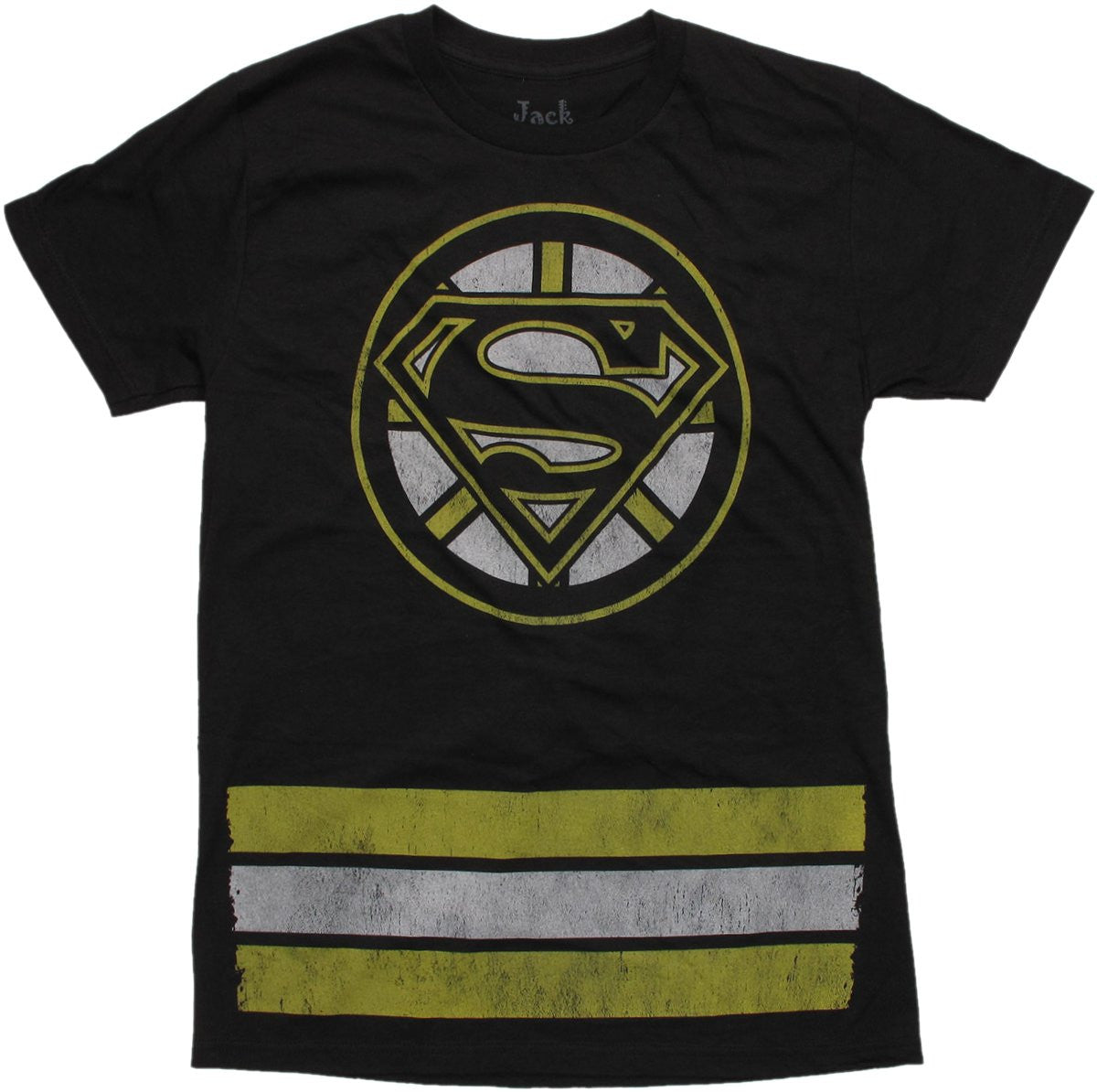 Superman Team Black White Yellow T Shirt Sheer