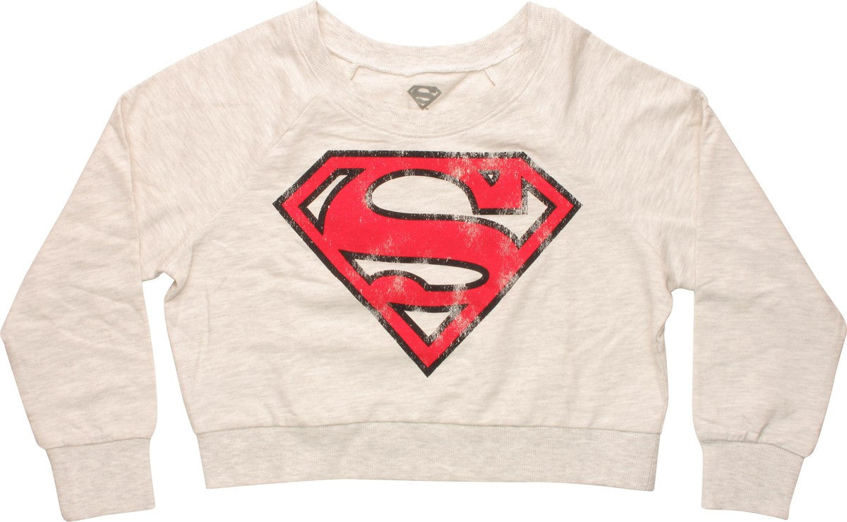 Superman Vintage Crop Top Junior Sweatshirt