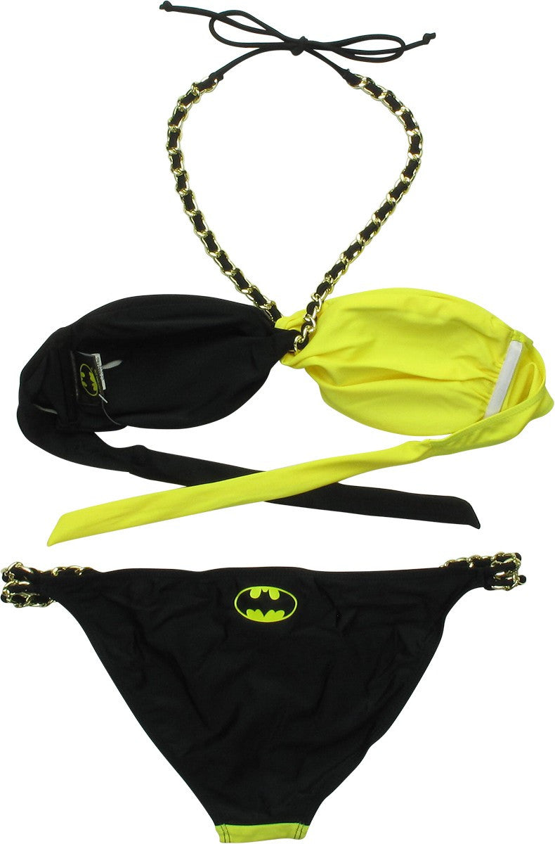 Batman Logo Chain Twist Low Rise Bikini Swimsuit