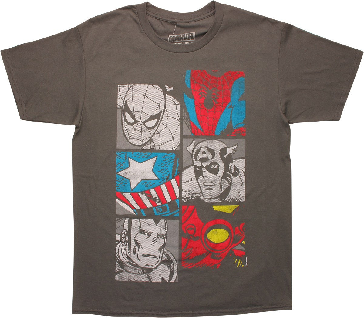 Avengers Hero Busts and Costume Logos T-Shirt
