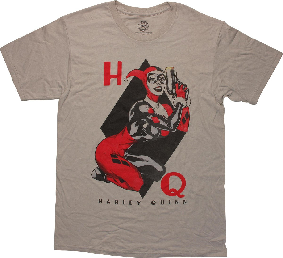 Harley Quinn HQ Pop Gun Pose Diamond Gray T-Shirt