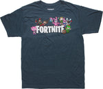 Fortnite Cartoon Characters Heathered Navy T-Shirt