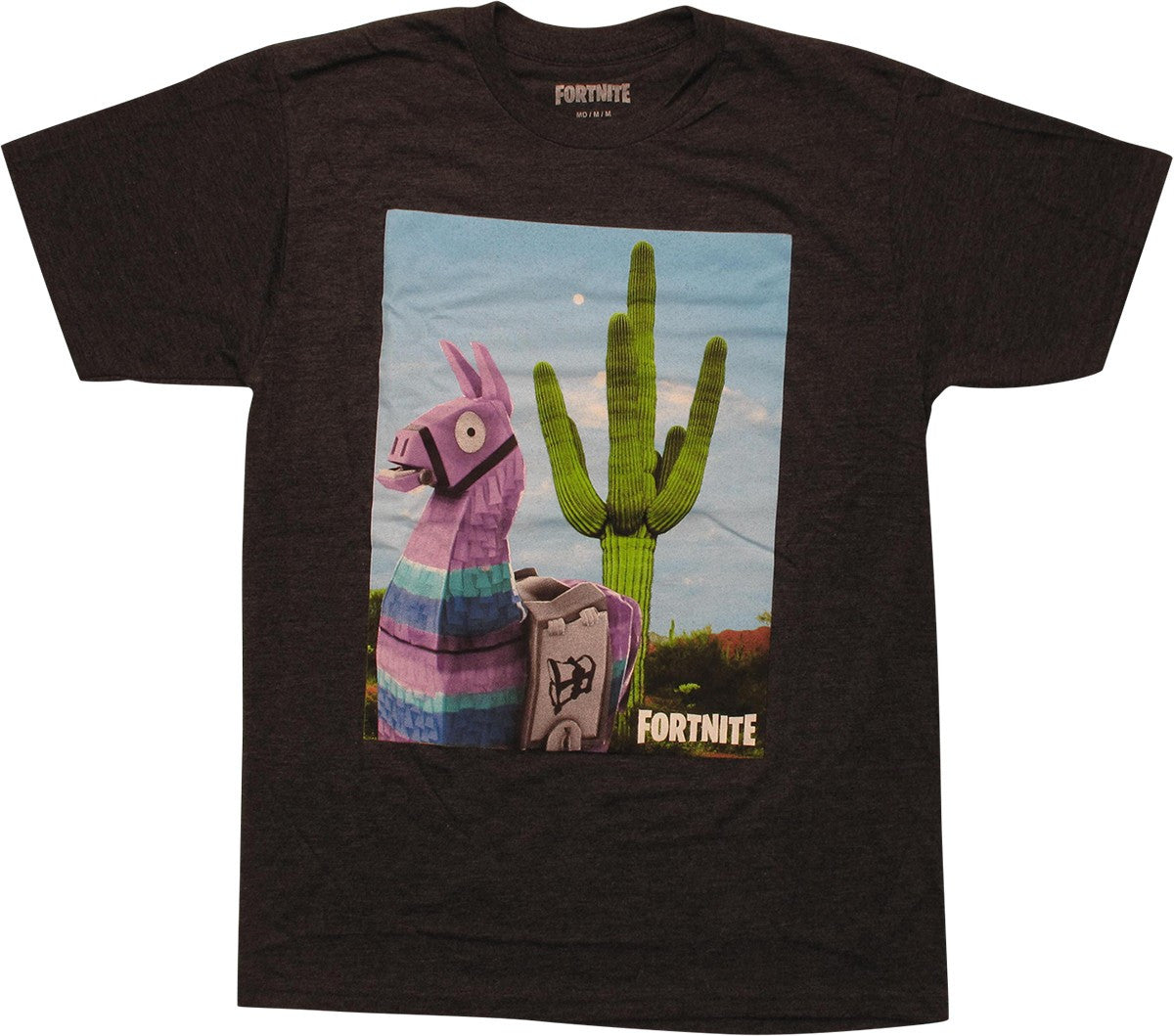Fortnite Loot Llama Cactus Scene Gray T-Shirt