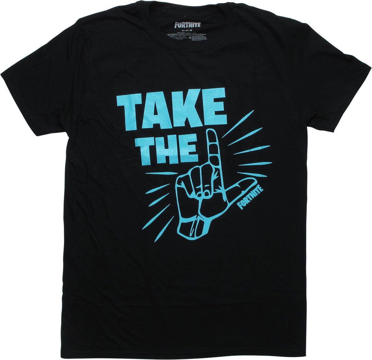 Fortnite Take the L Lt Blue Letters Black T-Shirt