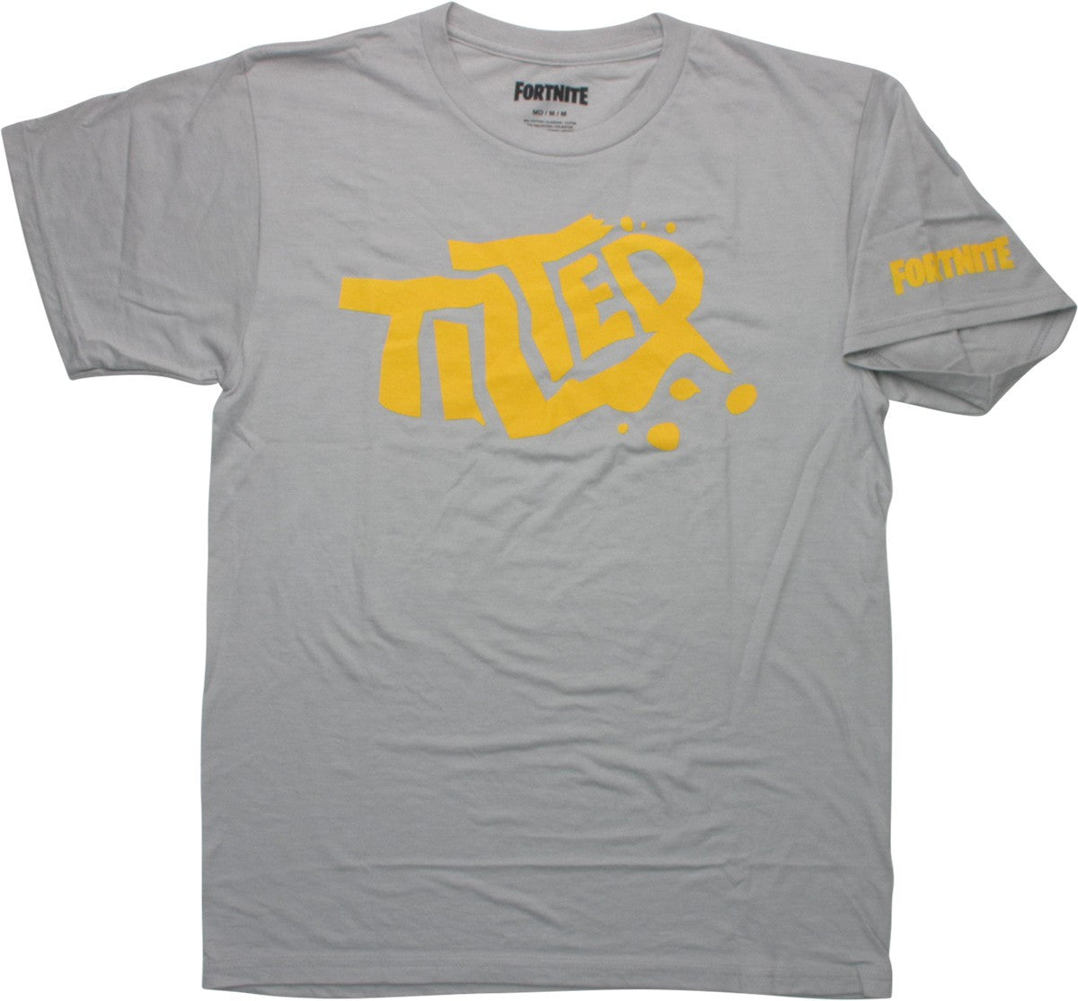 Fortnite Yellow Tilted Logo Gray T-Shirt